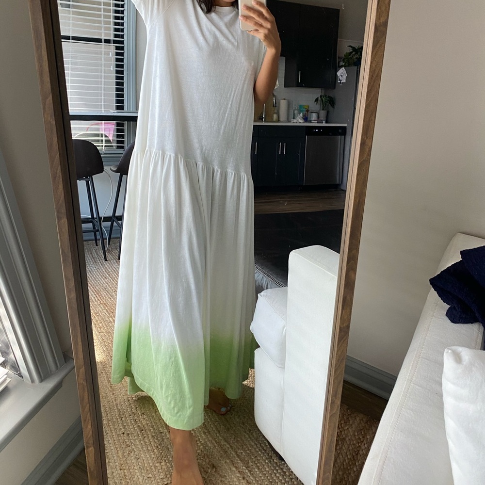 Free People White to Light Green Ombre Maxi Dress